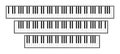 Piano keyboard sizes 3d illustration. 88, 61 and 76 keys. Royalty Free Stock Photo