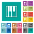 Piano keyboard square flat multi colored icons