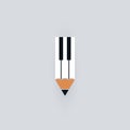 Abstract piano keyboard icons with pencil