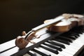 Piano keyboard with violin Royalty Free Stock Photo