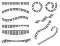 Piano Keyboards Line Different Types Shape Set. Vector