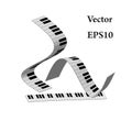 Piano keyboards vector illustrations. Various angles and views