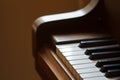 Piano keys close-up with a beautiful blurry background. Royalty Free Stock Photo