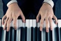 Piano keys and human hands Royalty Free Stock Photo
