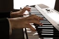 Piano keys and human hands Royalty Free Stock Photo