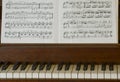 Piano keys and music closeup