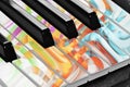 Piano keys music musical notes sunrise sun sunshine rays light forte musician ivory ebony instrument Royalty Free Stock Photo