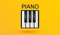 Piano keys musical icon black and white keyboard symbol isolated on yellow background 3d sign vector illustration style Royalty Free Stock Photo