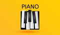 Piano keys musical icon black and white keyboard symbol isolated on yellow background 3d vector illustration style Royalty Free Stock Photo