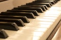 Piano keys. Piano keys background. Selective focus