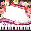 Piano keys and roses