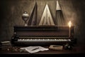 piano keys with sheet music and a metronome Royalty Free Stock Photo