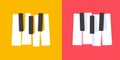 Piano keys vector icon logo graphic, music keyboard comic fun cartoon flat red yellow poster illustration silhouette clipart image Royalty Free Stock Photo