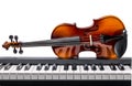 Piano keys and violin Royalty Free Stock Photo