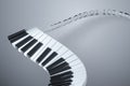 Piano keys with white background, 3d rendering Royalty Free Stock Photo