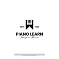 piano learning logo, piano learn logo, piano school logo, piano with book logo concept