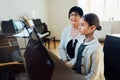 Piano lessons at music school, teacher and student. Royalty Free Stock Photo