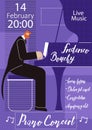 Piano Live Concert Flat Vector Poster Template