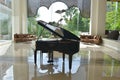 Piano in modern hotel lobby