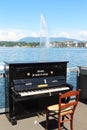 Piano upon Mont du Mont Blanc, Jet d`Eau in Lake Geneva, Geneva, Switzerland Royalty Free Stock Photo