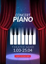 Piano music concert background. Musical illustration poster.