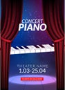 Piano music concert background. Musical illustration poster. Vector classical instrument sound concept Royalty Free Stock Photo