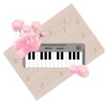 Piano music floral fusion Vector illustration background
