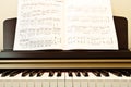Piano and music paper