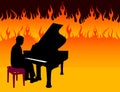 Piano Musician on Fire Background Royalty Free Stock Photo