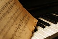 Piano and old notes Royalty Free Stock Photo