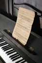 Piano and old notes Royalty Free Stock Photo