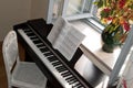 Piano at open window Royalty Free Stock Photo