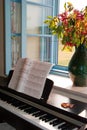 Piano at open window Royalty Free Stock Photo