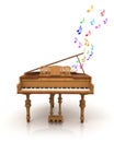 Piano with painted colorful notes