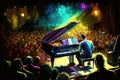 Piano pianist concert painting art. Vibrant colors abstract background. Music wallpaper Generative AI