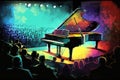 Piano pianist concert painting art. Vibrant colors abstract background. Music wallpaper Generative AI