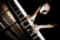 Piano player. Pianist playing grand piano concert Royalty Free Stock Photo