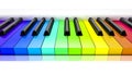 Piano with rainbow colored keys background Royalty Free Stock Photo