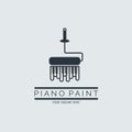 Piano roller brush paint logo design template for brand or company and other