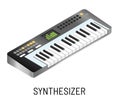 Piano or synthesizer electronic music playing isolated musical instrument Royalty Free Stock Photo