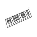 Piano or synthesizer keys for playing at home. The outline of the icon drawn by hand. Vector illustration, isolated