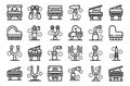 Piano tuner icons set outline vector. Sound record music