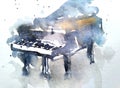 Watercolor Art - musical instruments - Piano Royalty Free Stock Photo