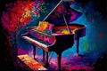 Pianoforte colorful abstract background acryl painting. AI generated