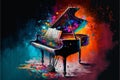 Pianoforte colorful abstract background acryl painting. AI generated