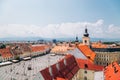 Piata Mare Large Square from Council Tower in Sibiu, Romania Royalty Free Stock Photo