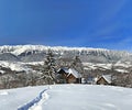 View Piatra Craiului Mountain from Fundata,Romania Royalty Free Stock Photo