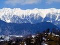 Piatra Craiului mountains from moeciu sirnea Charpatian mountains in the winter