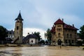 The bell tower, the Cucuteni Eneolithic Art Museum and the Ethnography Museum Royalty Free Stock Photo