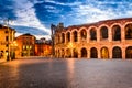 Piazza Bra and Arena, Verona amphitheatre in Italy Royalty Free Stock Photo